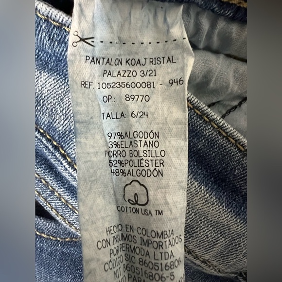 Koaj Palazzo Wide Leg High Rise Distressed Denim Jeans Size 6 - Picture 9 of 14